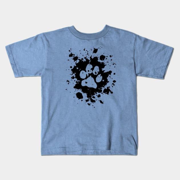 Paw Print Splatter Kids T-Shirt by BoneheadGraphix
